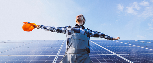 man solar panel